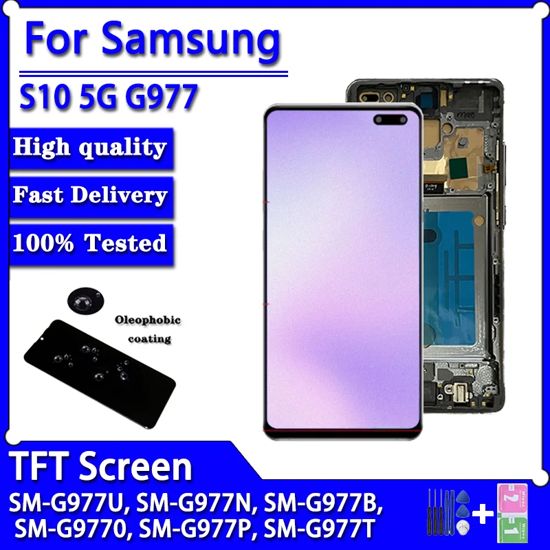 schermo-tft-per-samsung-s10-5g-g977-g977n-g977b-g9770-display-lcd-touch-screen-con-telaio-digitizer-assembly