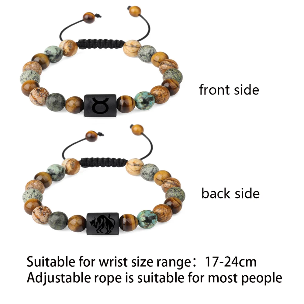 12 Constellation Beads Bracelet Natural Stone Tiger Eye Zodiac Sign Bracelet For Men Women Charm Jewelry Charm Gift