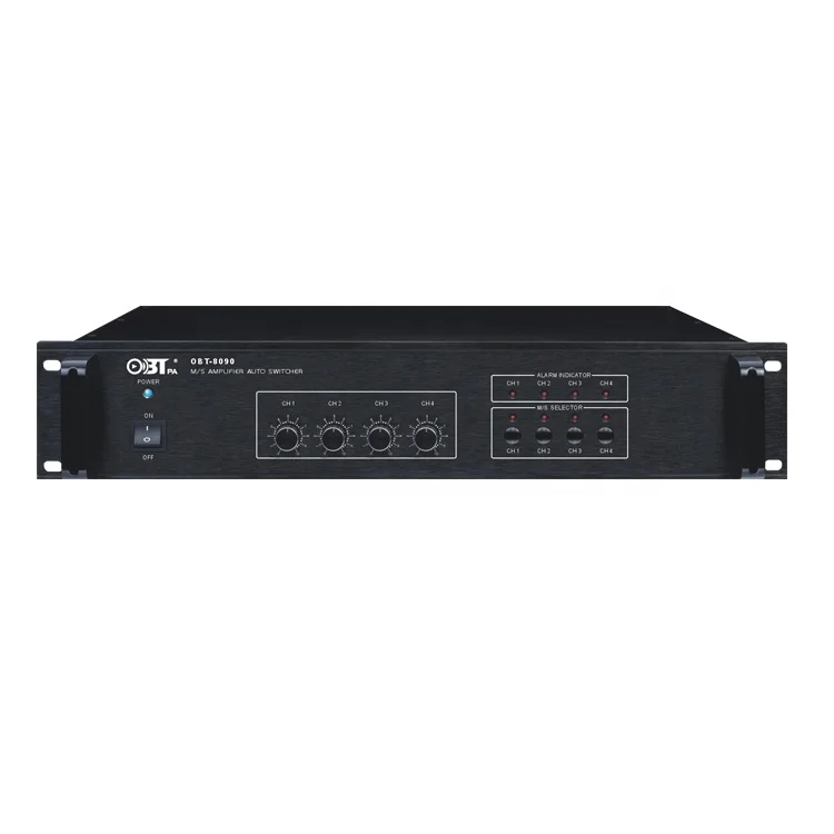 

Public Address System High-grade aluminium panel PA System 4 channels OBT-8090 M/S Amplifier Auto Switcher