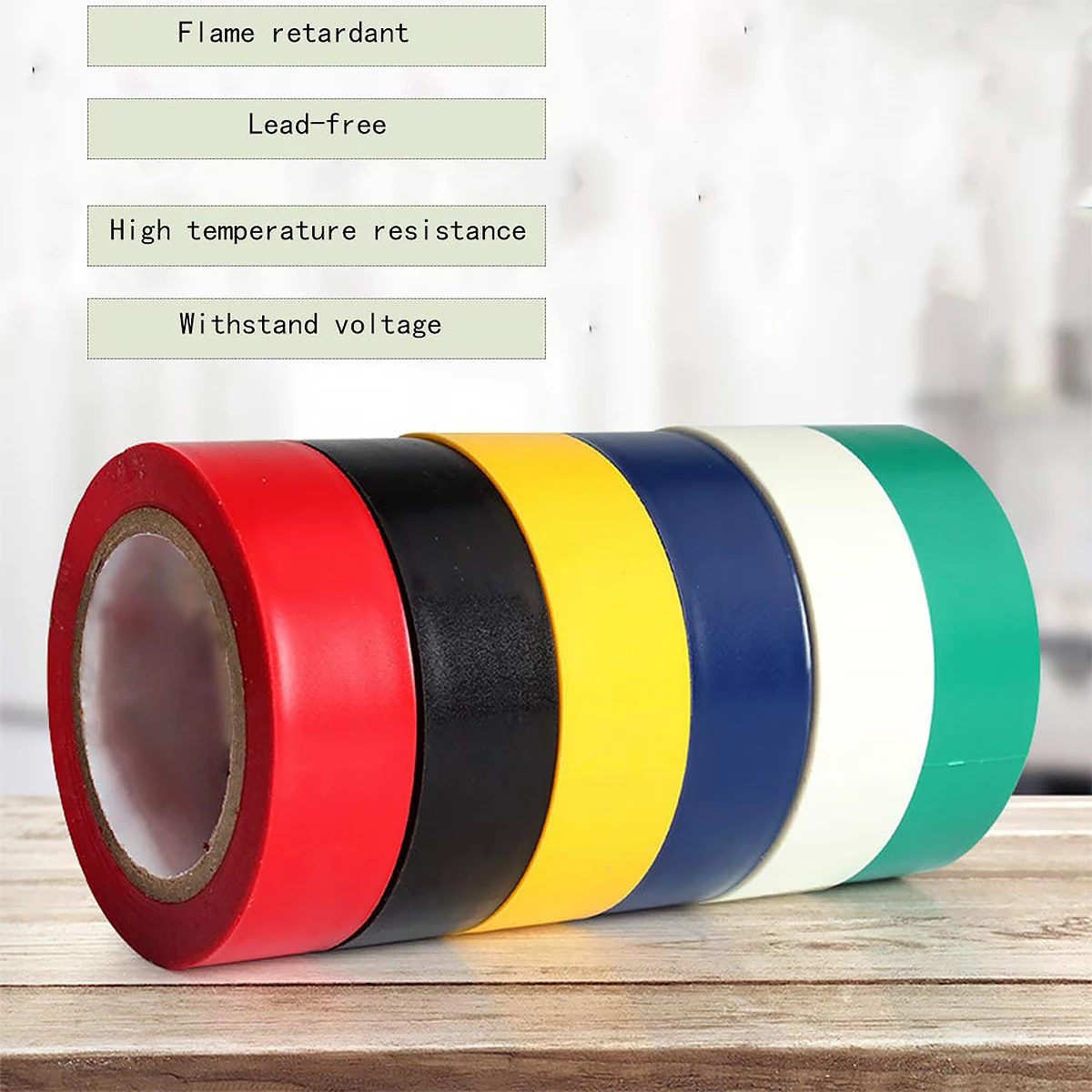 6 stuks regenboogkleur vinyl krijtstreeptape, 16 mm x 6 m / 0,63 x 236 inch voor elektricien, schoolgymmarkering vloer, knutselen, voertuigen