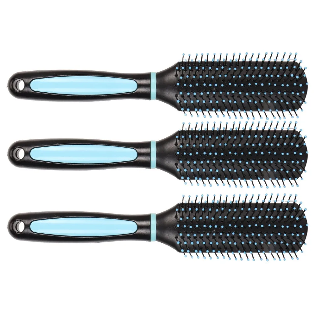 3pcs Volumising 9 Row Hair Brush Gentle Anti-Pulling Curly Hair Brush Anti-Static Durable Detangling Hair Brush For Women