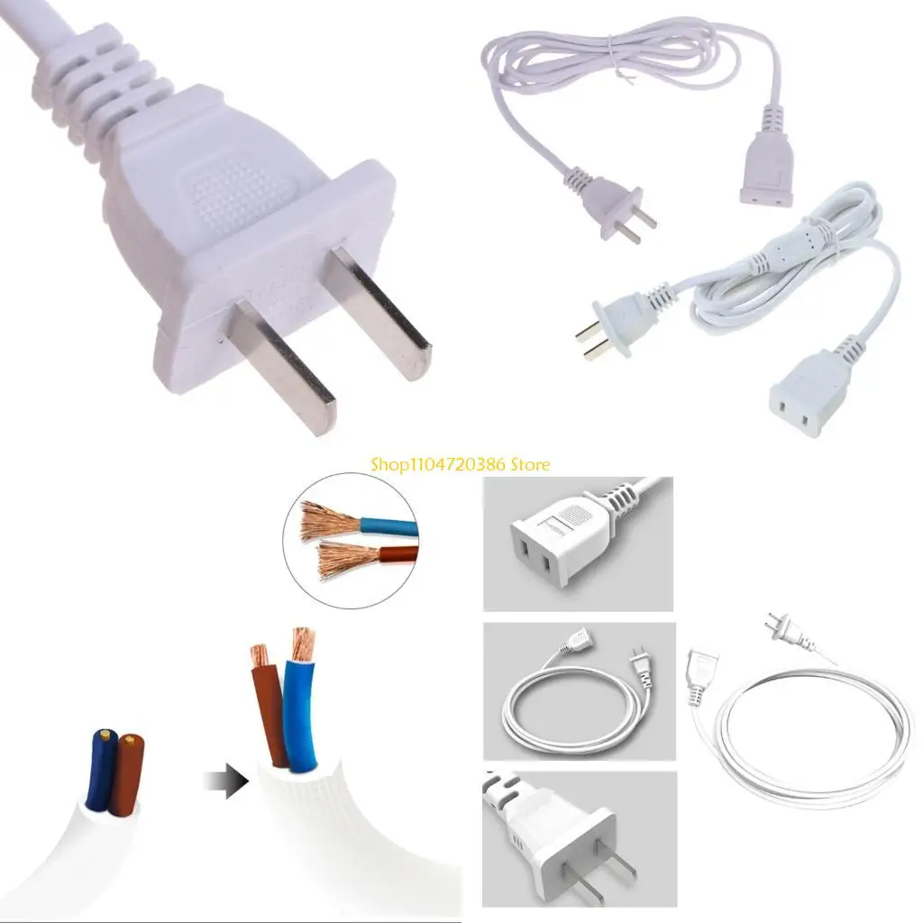 K0EA US 2-Prong Male-Female Extension Power Cord Cable, 2 Outlet Extension Cable Cord