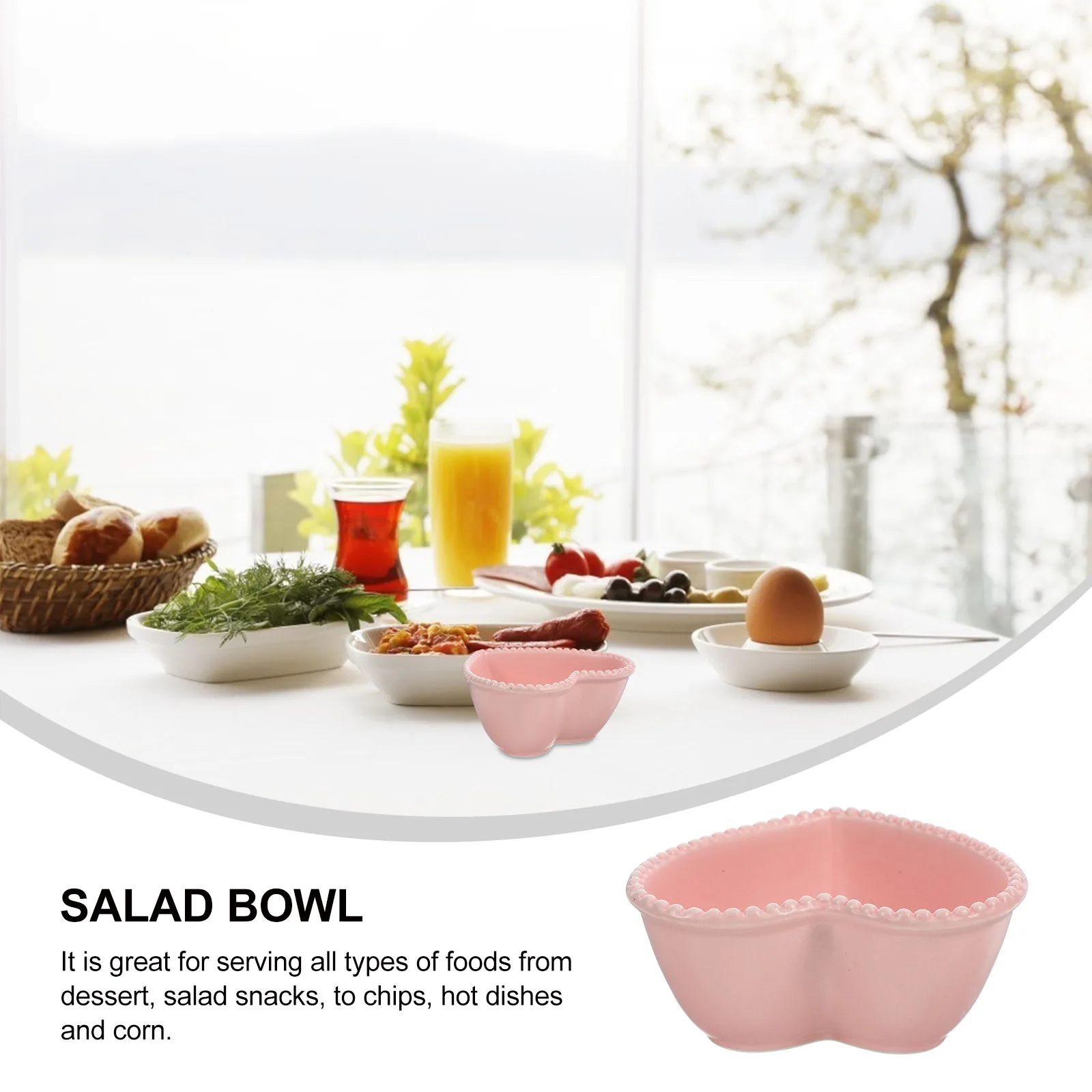 

Pink Heart Shaped Ceramics Bowl Dessert Salad Fruit Food Serving Safe Elegant Creative Gathering Home Dessert Bowl