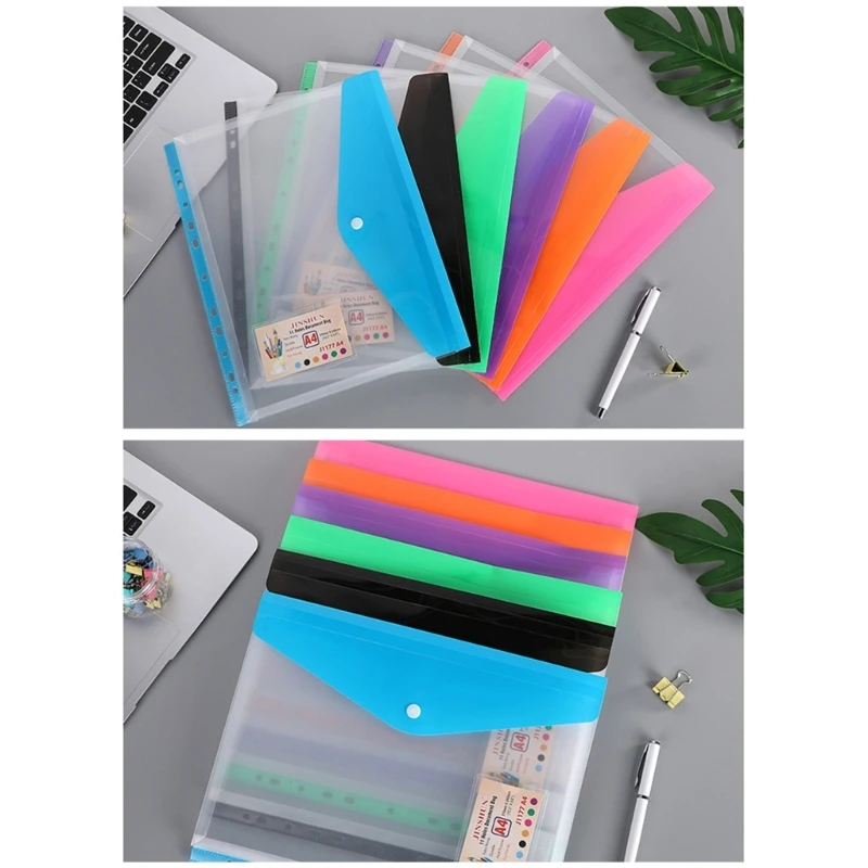 ioio Clear Plastic Envelope File Wallet 11 Hole Binder Folder Pocket Binder Folder