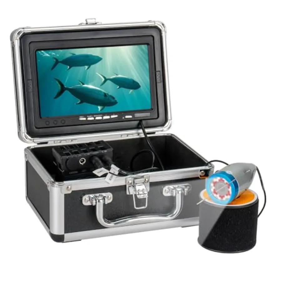 

Underwater Fishing Camera for Lake/Night Fishing, IP68 Waterproof ABS Plastic Black, 49FT Depth with 18 White+18 IR Lights, 7''