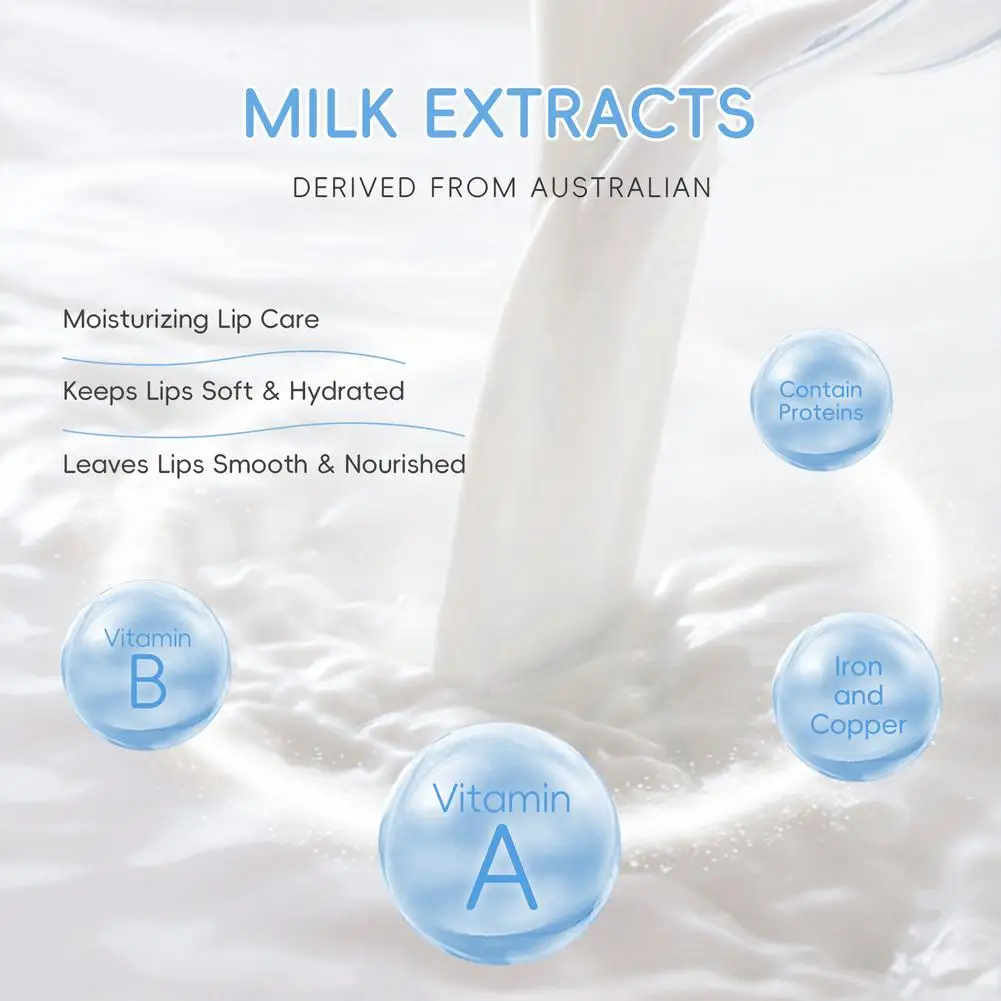 Milk Nourishing Lip Balm 3.5g Shea Butter Jojoba Oil Long-lasting Moisturizing Hyaluronic Acid Smooth Lip Care view 6