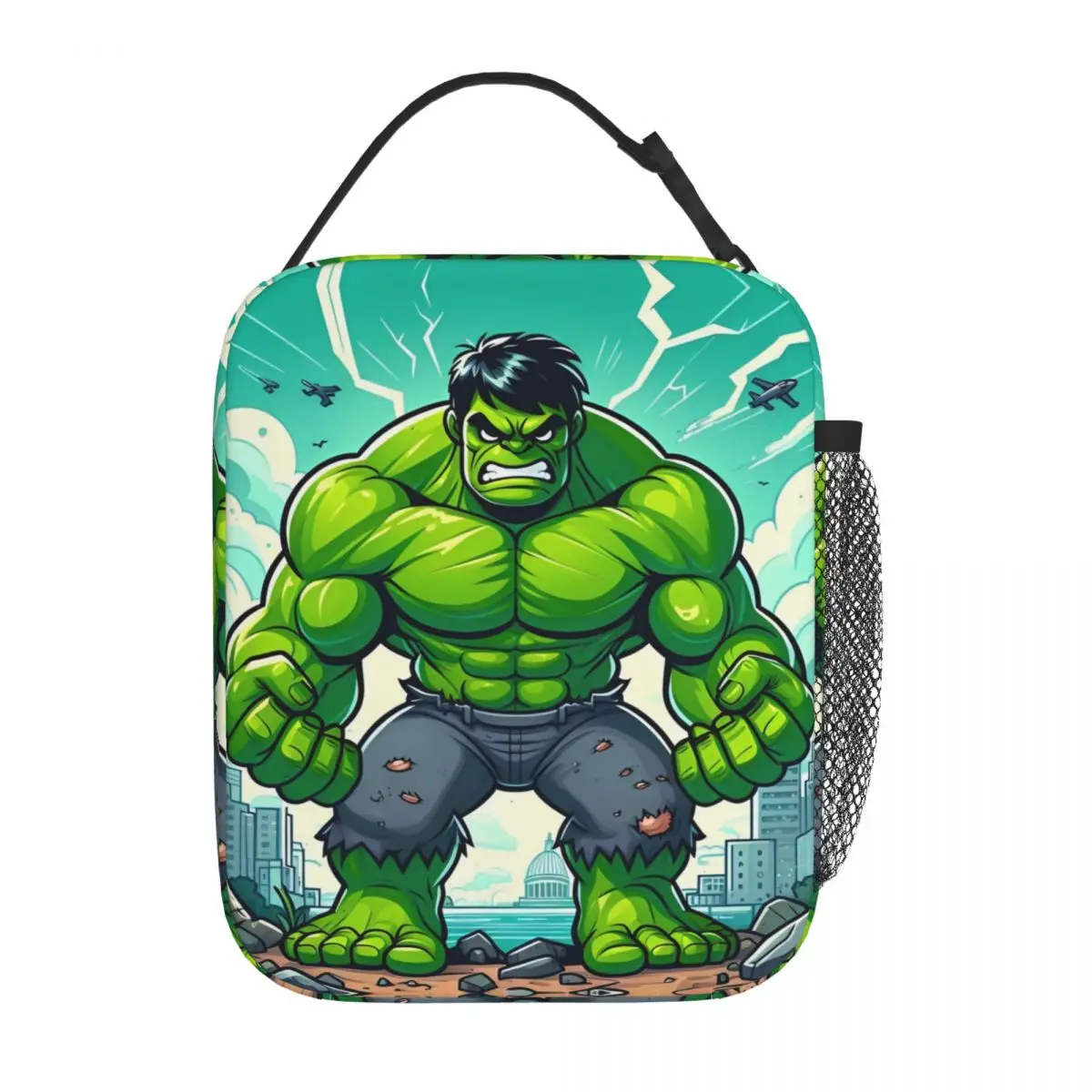 O Incrível Hulk Desenhos Animados Isolados Lunch Bags, Grande Recipiente De Almoço, Caixa Térmica, Escola Outdoor Food Handbags