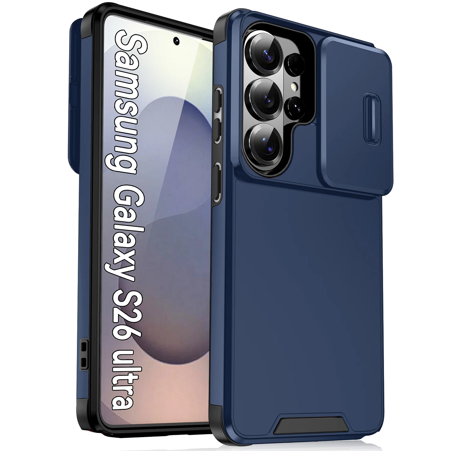 Armor Matte Phone Case For Samsung Galaxy S26 Ultra S25 S24 S23 S22 Plus FE Sliding Window Camera Protection Shockproof Cover
