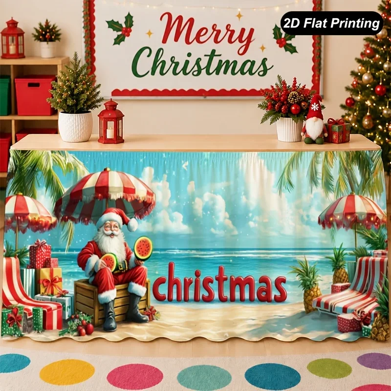 Tablecloth featuring tropical beach vacation scenery, suitable for family party decoration