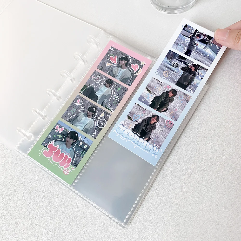 New 1/2 Grid Transparent vertical bill storage book with 10 Inner Pages, mushroom buckle loose leaf album, small card book