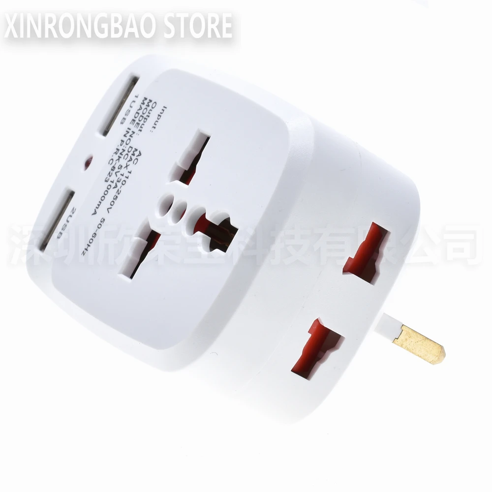 Universal International Plug Adapter 2 USB Charging Port World Travel AC Power Charger Adapter EU & UK Converter With LED MAX13A