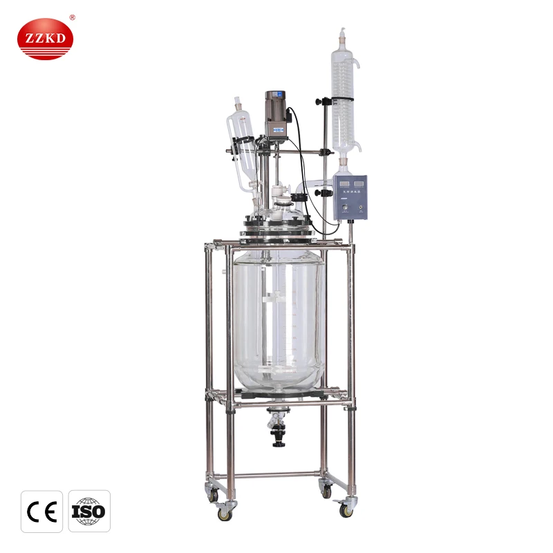 100L 50L 10L 20L PTFE Sealing Jacketed Vessels Glass Reactor Price List USA instock