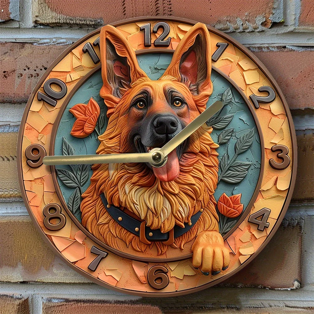 

Silent Aluminum Wall Clock with German Shepherd Design - Perfect for Bedroom Decor & Father'S Day Gift Wall Clock Modern Design