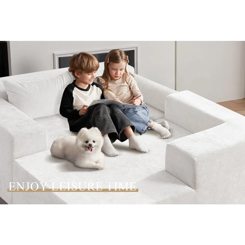 قسم أريكة معيارية على شكل حرف L لغرفة المعيشة - أريكة مريحة ذات مقاعد عميقة، جاهزة للاستخدام، لا حاجة للتجميع #4