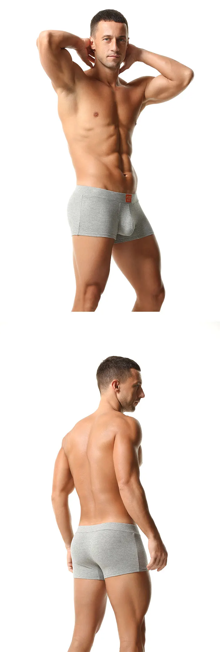 TAUWELL Herren Gerippte Boxershorts mit 3D-Konturierter Tasche Elastischer Bund Weicher Stretch-Stoff für Komfort Lässige Unterwäsche – Detail 9