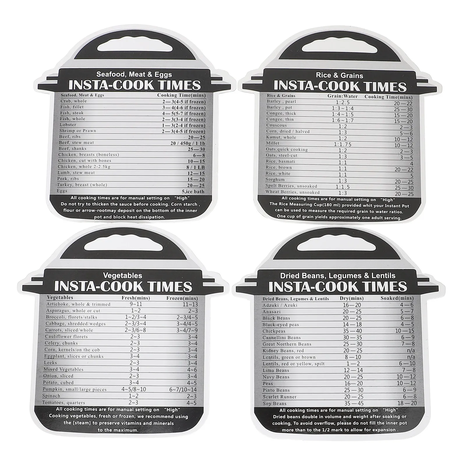 4Pcs Cooking Time Tables Stick - Instant Pot Pressure Cooker 评论和价格