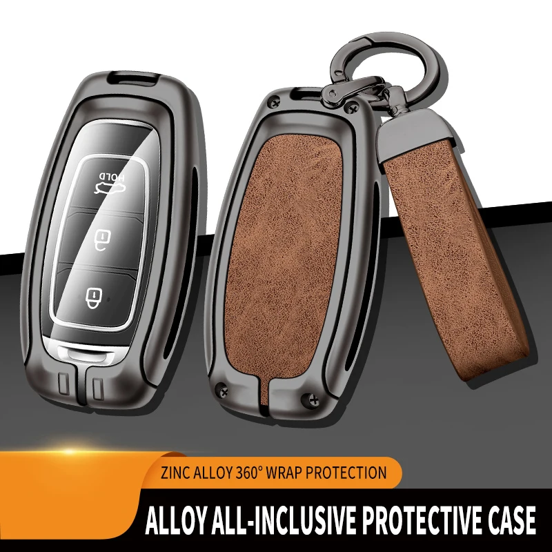 

Zinc Alloy Car Protector Key Case For Hyundai I30 Ix35 HB20 Azera Santa Fe KONA Encino Remote Control Key Fob Car Accessories