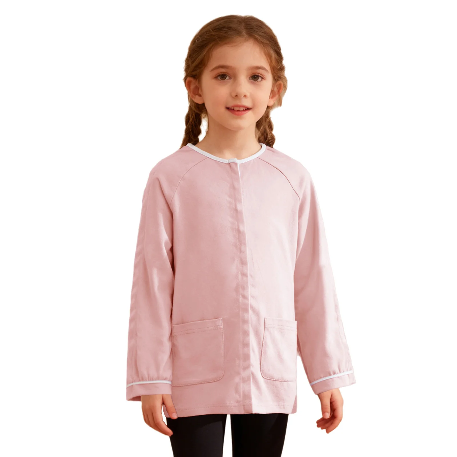 

Kids Boys Girls Special Needs Adaptive Clothing Postoperative Costume Cotton Full Open Press Buttons Long Sleeves Tops Pullover