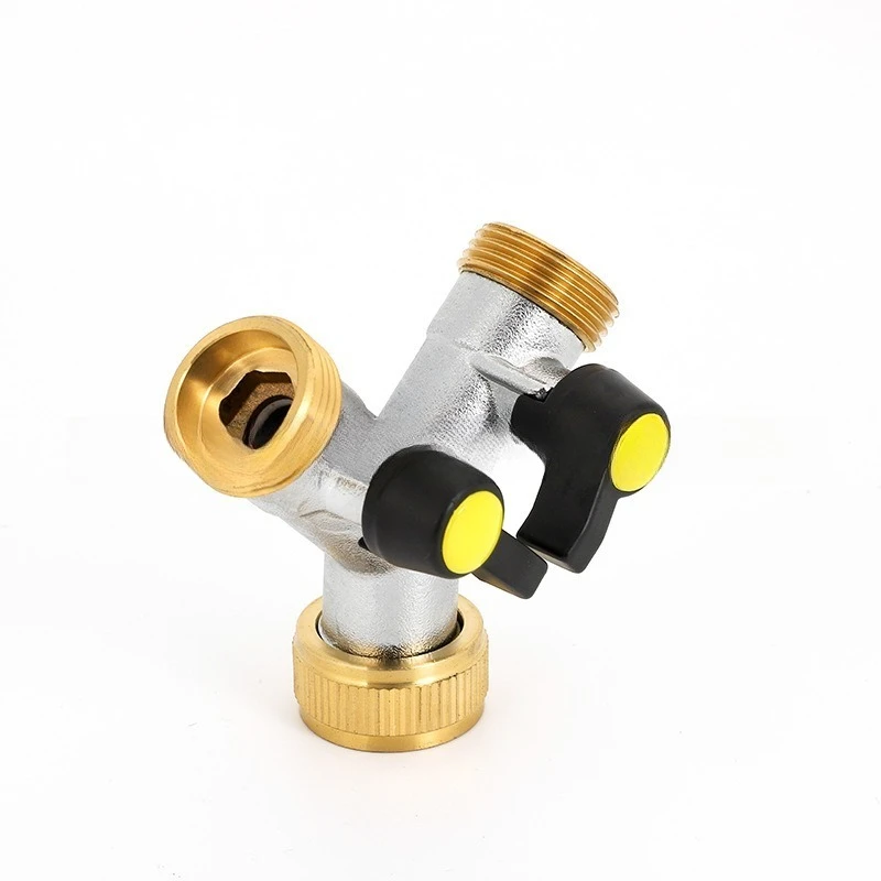 Y-Type Pure Copper Hose Splitter Double Way Joint One Split Two Faucet Diverter Garden Accessories Internal
