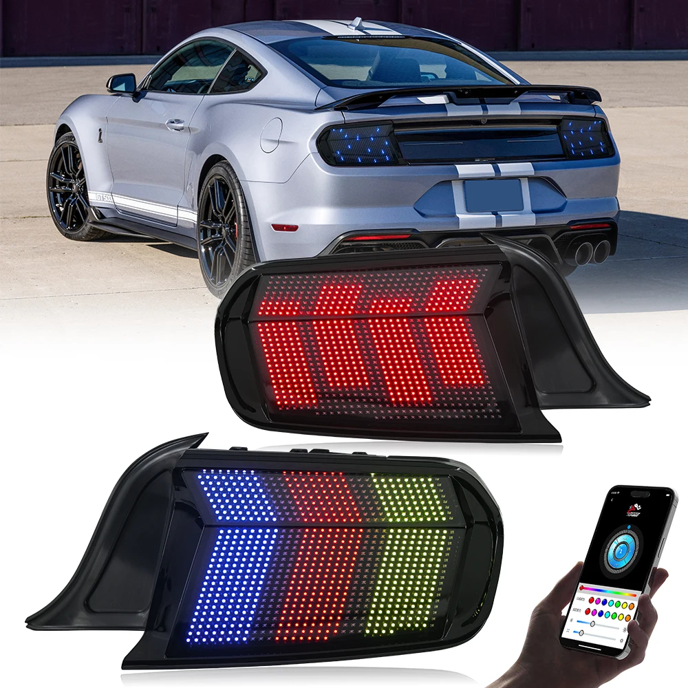 RGB Tail Lights For Ford Mustang 2015-2021 LED Tail Lamps Auto Accessorie Start-up Animation Sequential Breathing Turn Signal