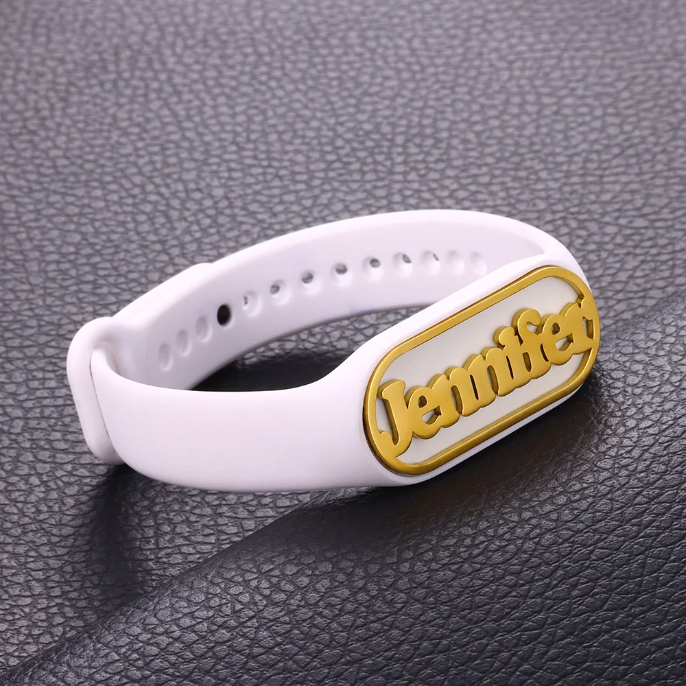 

Custom Old English Name Watchband Women Men Boy Girl Trendy Jewelry Personalized Nameplate Black White Strap Best Friends Gifts