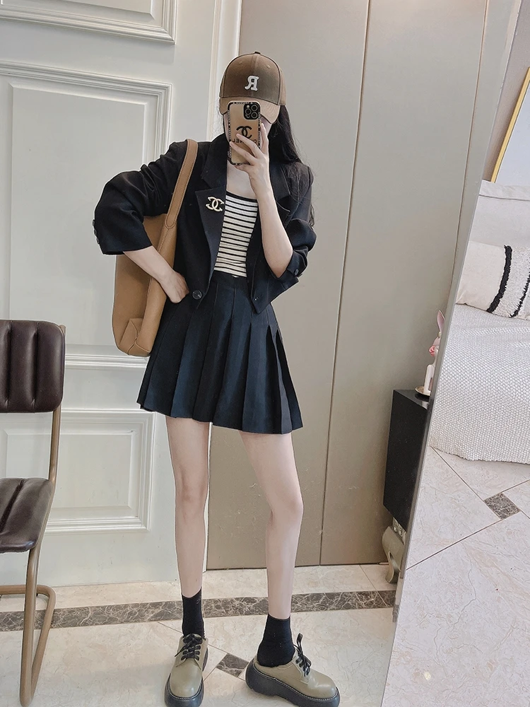 

Bla Casual Loose ort Suit Jaet Women's 2023 Autumn New Korean Design Sense Faion Outerwear Cact Size