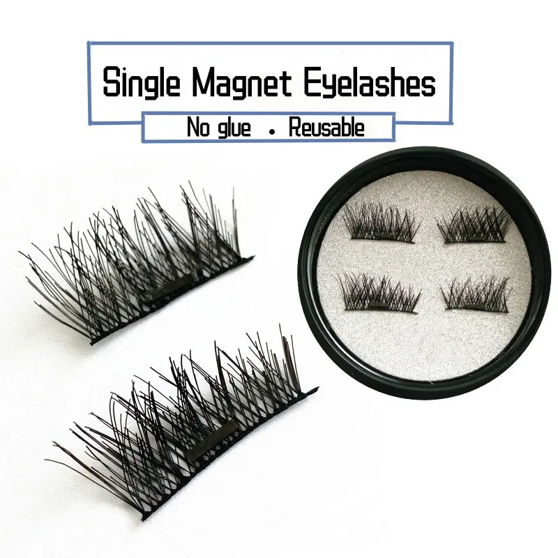 Single Magnetic Eyelashes Half Eye 2 Magnet 3d Mink Fake Eyelash No Glue Natural Long Lasting Reusable Makeup