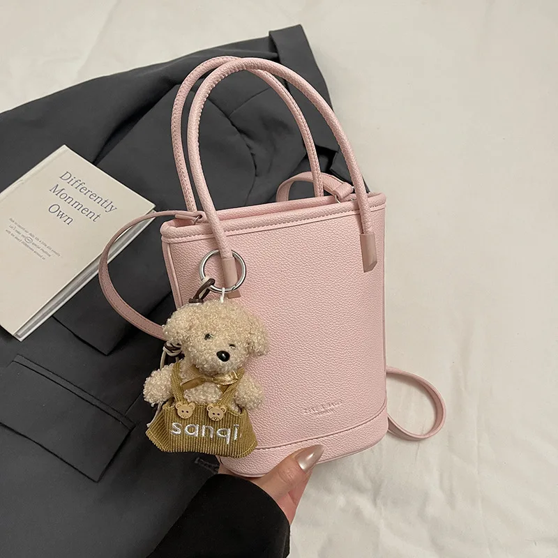 

Korean Simple Pu Leather Tote Bucket Bag for Women 2025 New Fashion Female Shoulder Crossbody Bag High Quality Ladies Handbag
