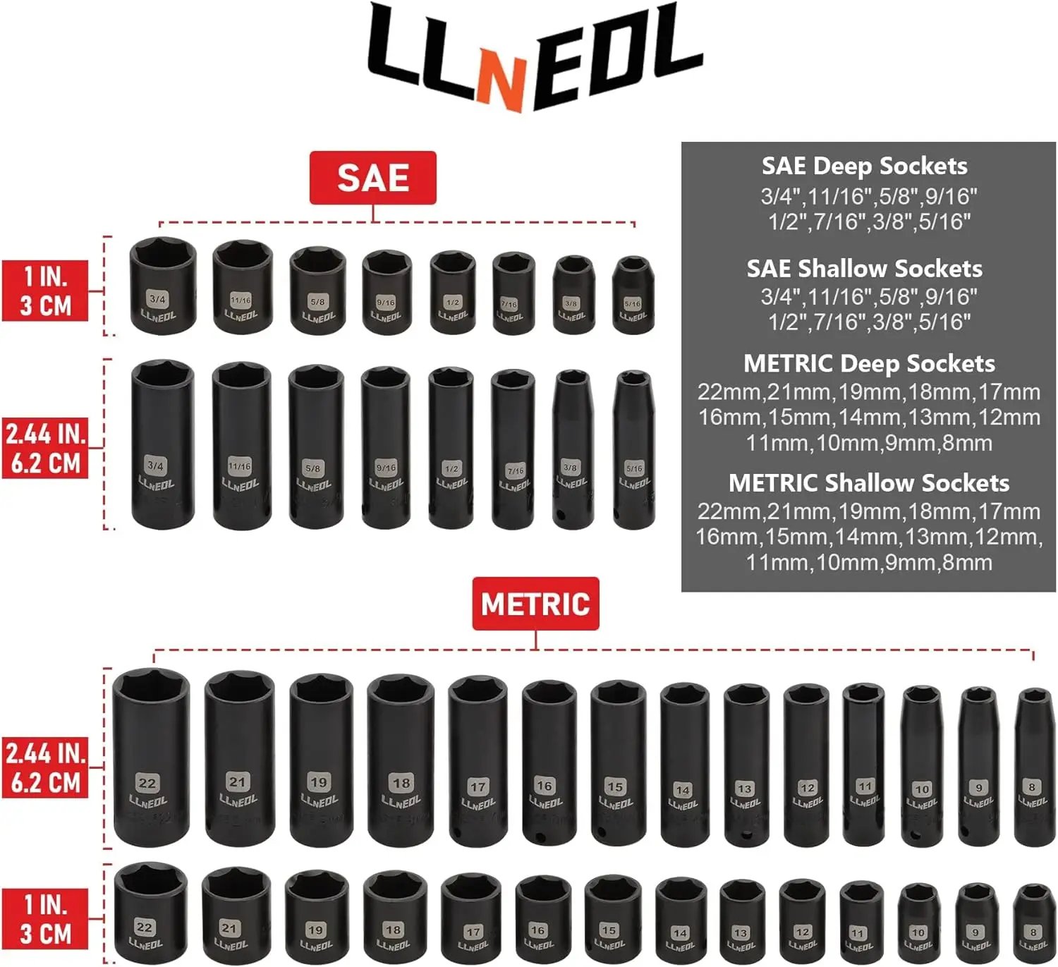 Imagem -03 - Drive Impact Socket Grupo Spark Plug Socket Point Metric e Sae de 16 a Cr-v Deep e Cr-v 95 Pcs Pol 95pcs