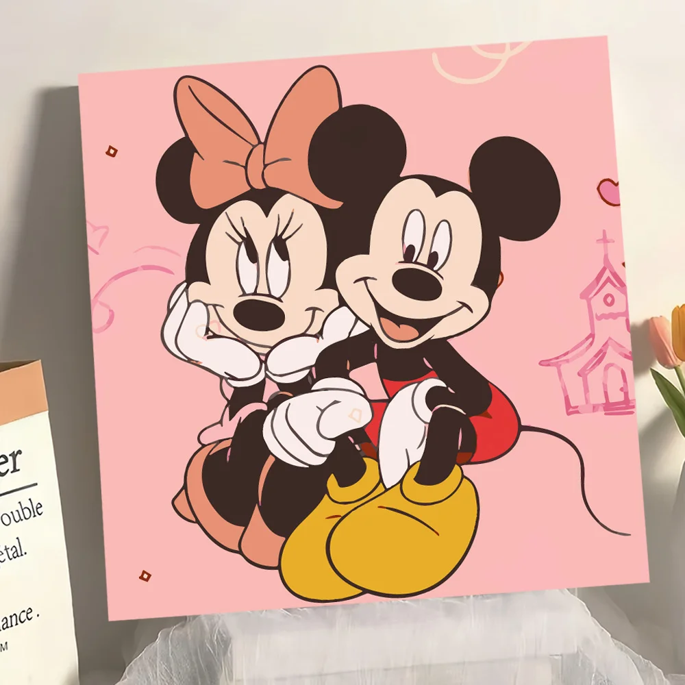 Disney DIY Acrylic Paint By Numbers Minnie Mouse Creative Hobbies Painting By Numbers Cartoon Home Decoration Handmade Gift