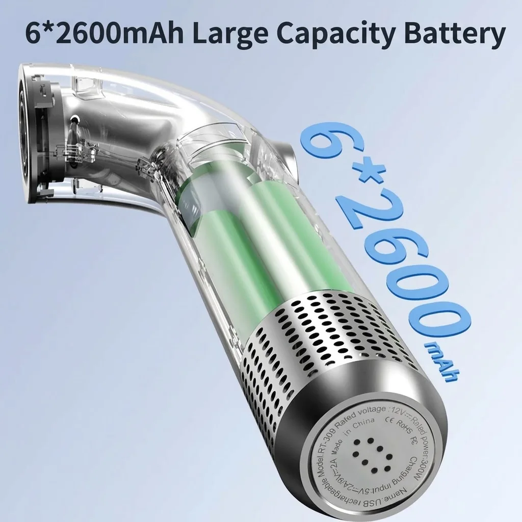 Cordless Hair Dryer Rechargeable Portable 15600mAh 300W Type-C Fast Drying Blow Dryer for Home Travel Dormitory Daily Hair Care