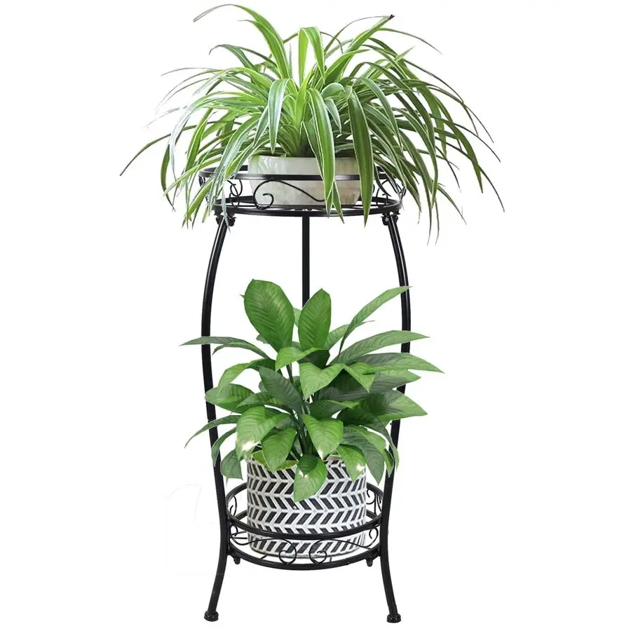 

Plant Stand Indoor Outdoor 2 Tier 27 Tall Metal Potted Holder Flower Pot Stand Heavy Duty Plant Shelf Rustproof Iron Multiple Pl