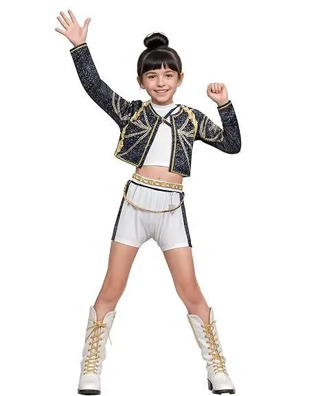 Kpop caçadores de demônios huntrix cosplay traje rumi mira zoey menina roupas branco conjunto de três peças roupas de desempenho de palco de halloween
