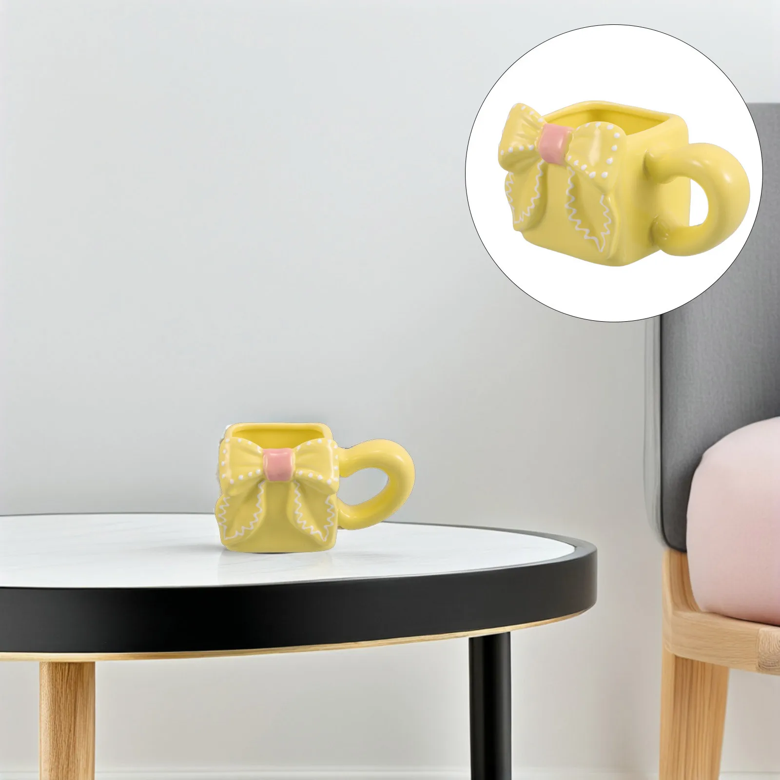 

Ceramic Coffee Cup China Cups Tea Mug Teacup Bowknot Mugs Drinking Porcelain with Ribbon