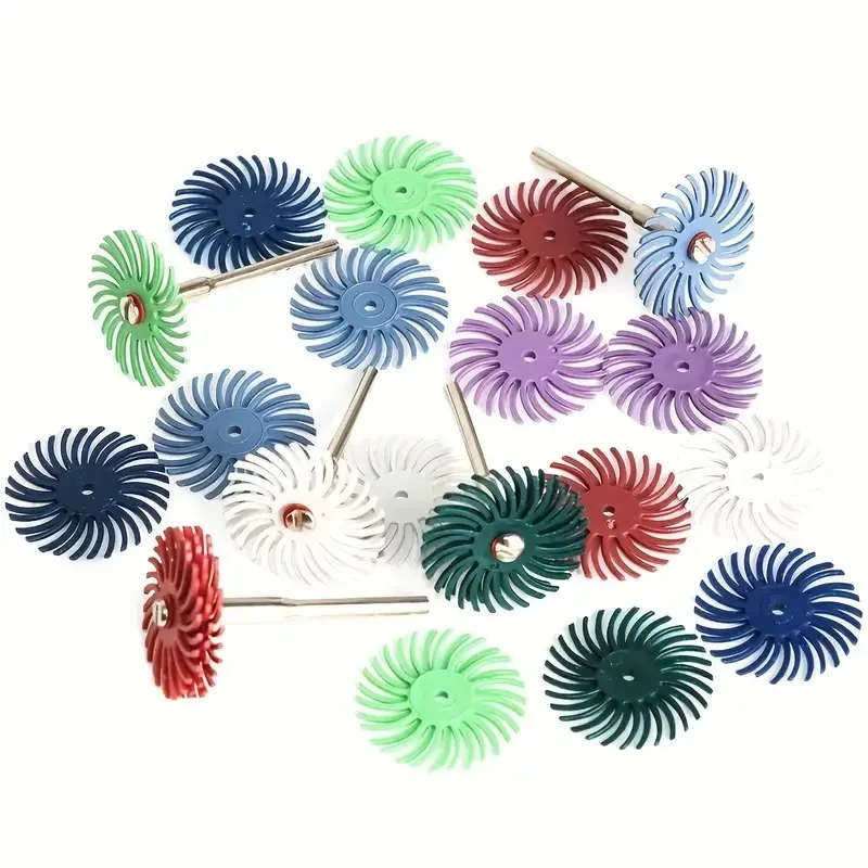 9pcs/set 1 Inch Radial Bristle Disc Kit Abrasive Brush 3/2.35mm Shank Detail Polishing Wheel For Rotary Tool Accessories