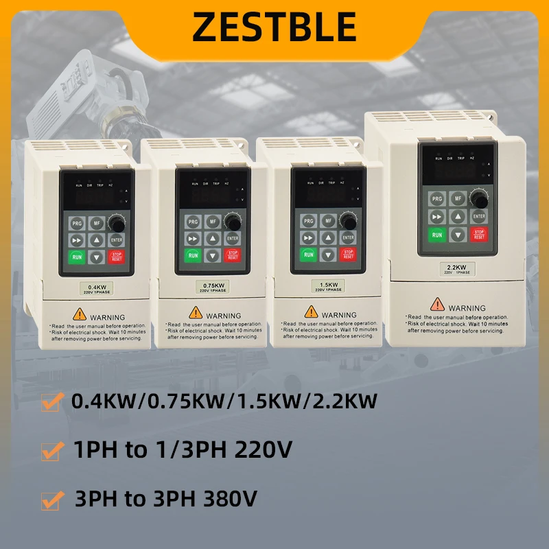 Variable Frequency Drive 0.4/0.75/1.5/2.2KW 0.5/1/2/3HP VFD Converter Motor Speed Vector Control ZA-D12 Inverter