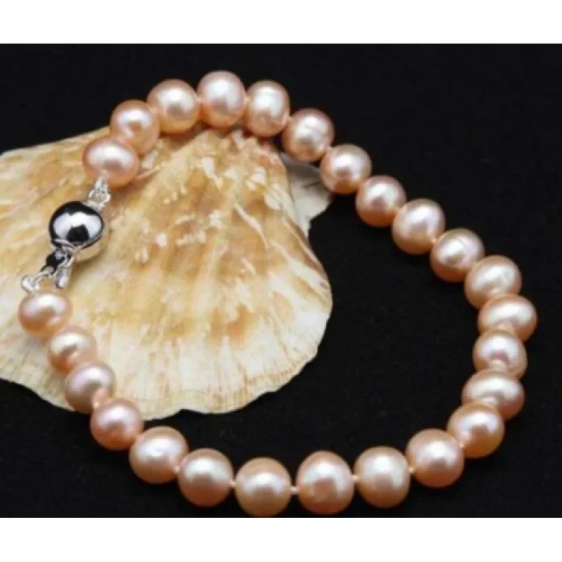 

Natural 7-8mm Pink Akoya Cultured Pearl Bracelet 7.5"AAA