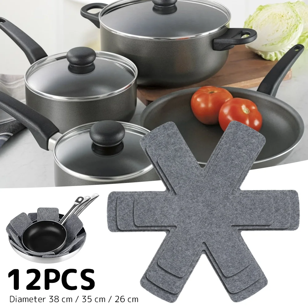 Pot and Pan Protectors 12Pcs Pot Dividers Pad Non-woven 3 Sizes Pans Separator Pads for Protecting Separators Pads Cookware