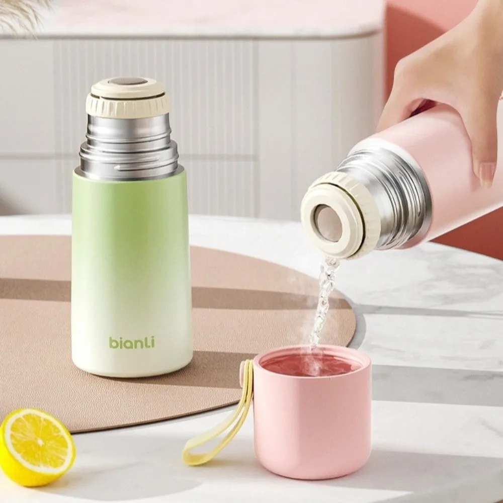 

Portable Gradient Design Thermos Cup Leak-Proof High Appearance Insulated Cup Stainless Steel Double Lid Cup Student