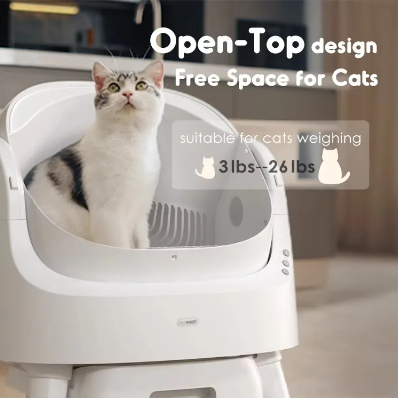 

Self - Cleaning Cat Litter Box - Open Top Design for Multiple Large Cats