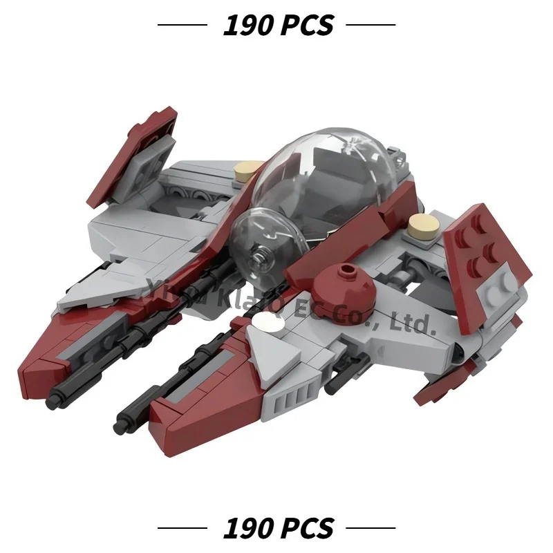 190PCS MOC Galactic Space Interceptor Fighter Ship Building Blocks Sci-Fi Figure Scale Starship Bricks Model Set for Adults
