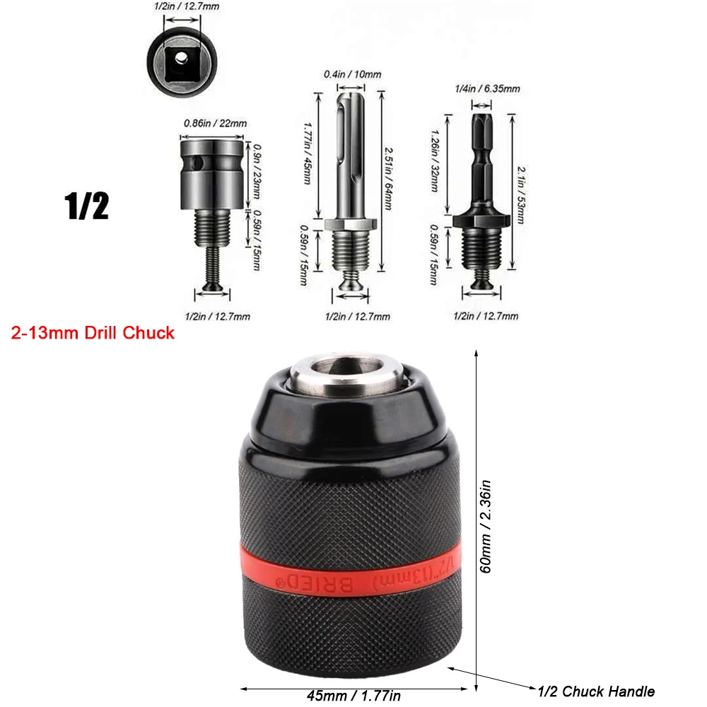 Imagem -06 - Mandril de Metal com Rosca Keyless 213 mm Hex Shank Sds Adaptador Quadrado Quick Grip Chave de Fenda Tap And Sockets