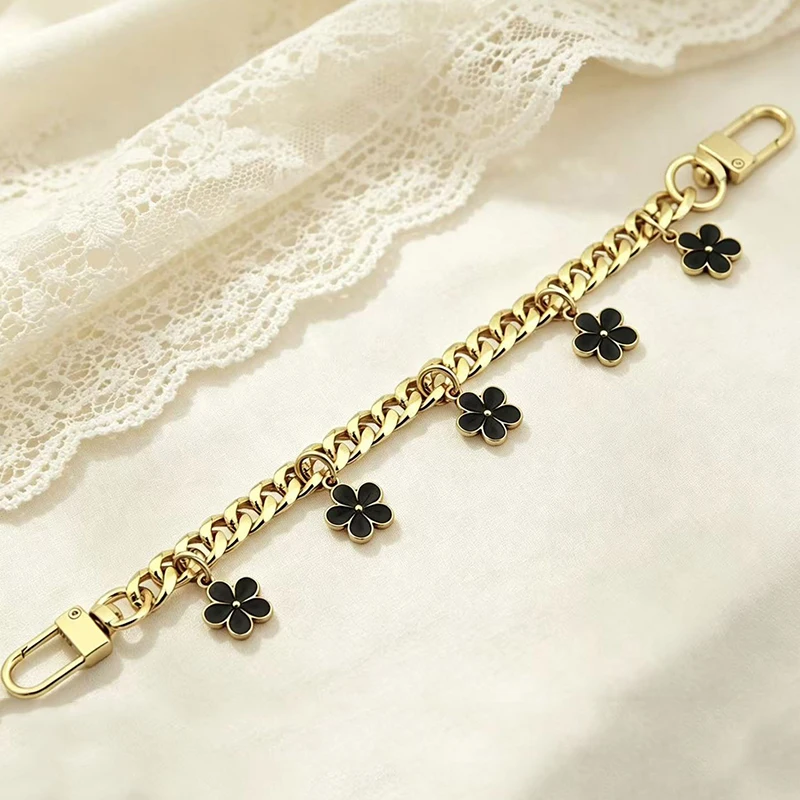 Bag Strap Extender Chain Flower Butterfly Pearl Pattern Handbag Shoulder Bag Extension Strap DIY Convert Crossbody Bag Accessory