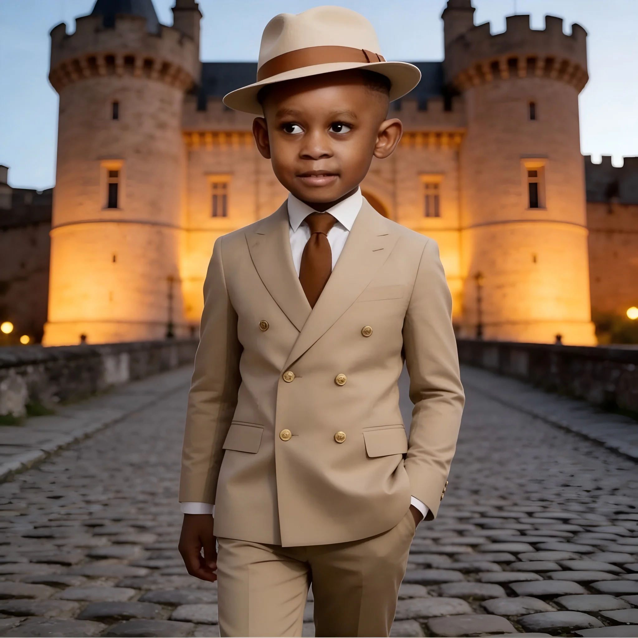 

Beige Suit For Boys Tuxedo For Wedding Double Breasted Child Jacket Pants 2 Piece Formal Kid Party Blazer Set Peaked Lapel