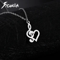 Heart Music Note Treble Necklace Gift For Girl Woman Men Kid Child Musical Symbol G Clef Chain Stainless Steel Pendant Jewelry