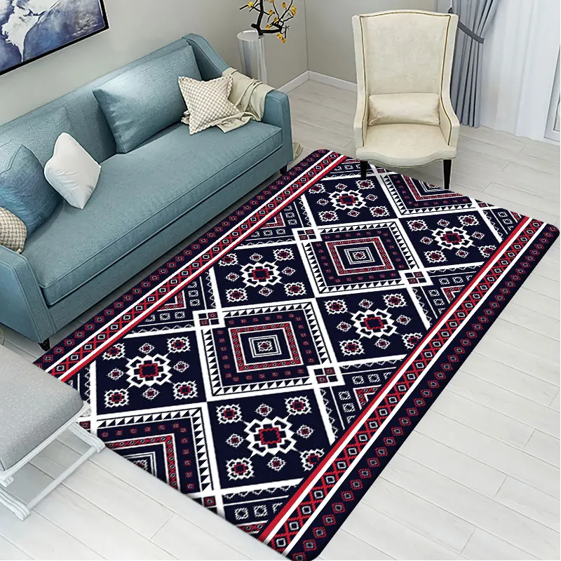 

Ethnic Style Flannel Carpets for Livingroom Decoration Home Area Rugs for Bedroom Bedside Decor Modern Non-slip Floor Mat