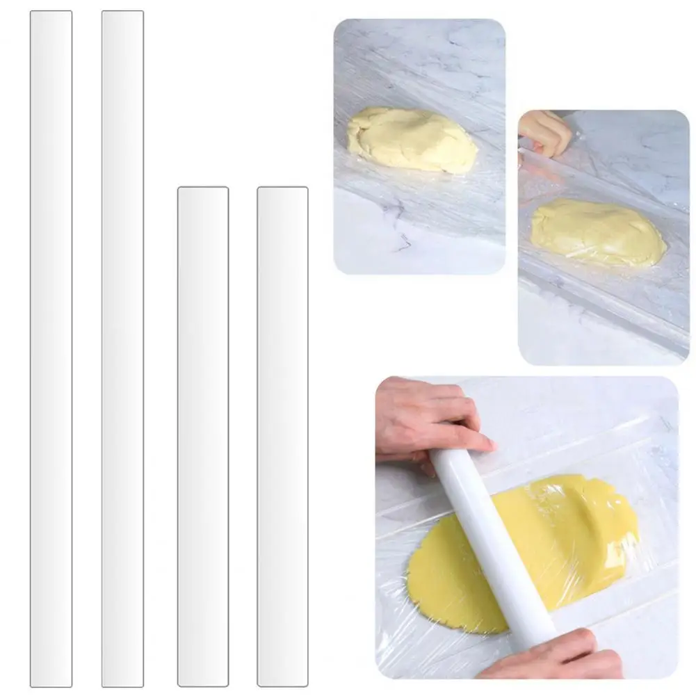 

2Pcs Rolling Pin Guide Food Grade Acrylic Measuring Dough Balance Thickness Ruler Measuring Dough Strip Dough Rolling Strip