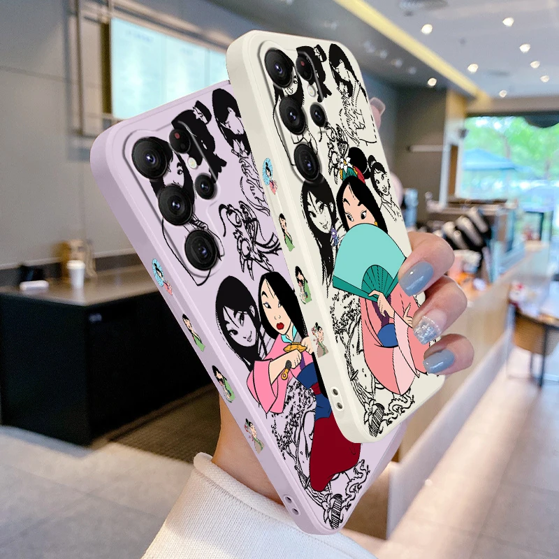 Disney Movie Mulan Liquid Left Rope For Samsung Galaxy S24 S23 S22 S21 S20 FE S10 Ultra Plus Lite 5G Cover Funda Phone Case