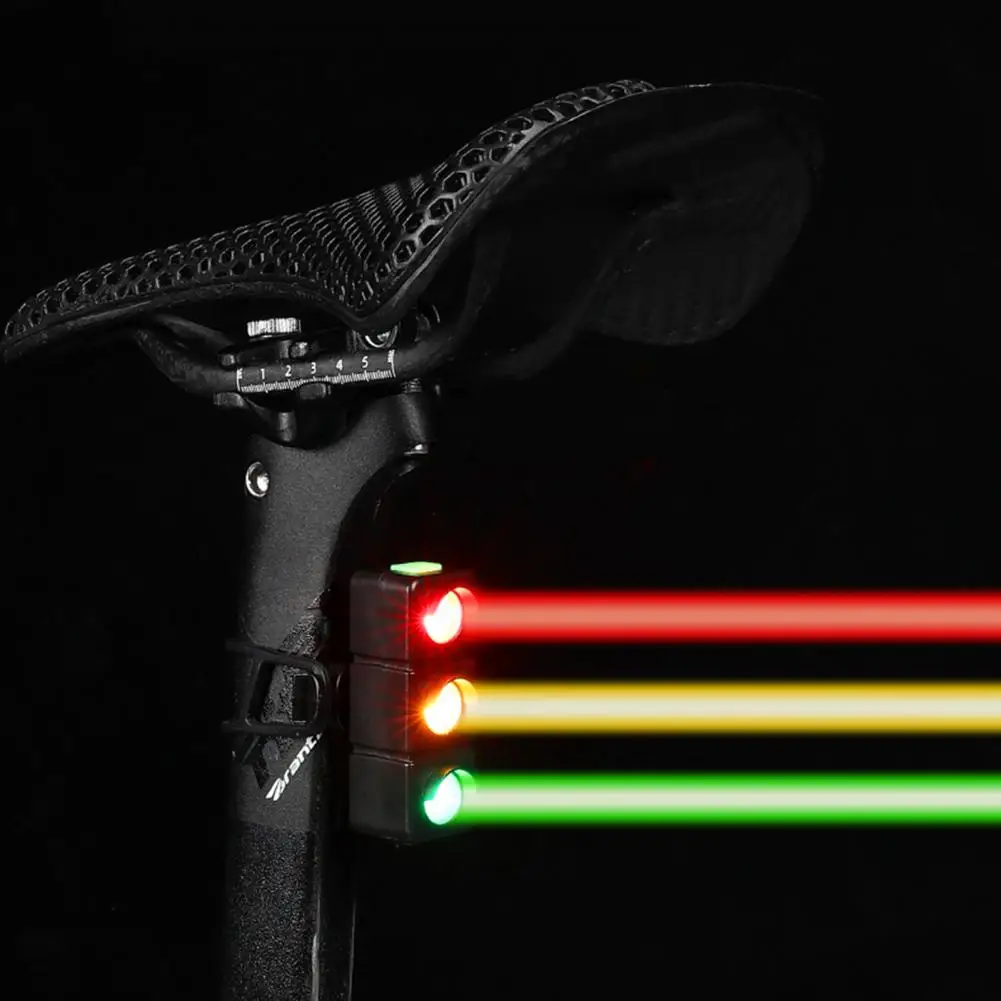 Bicycle Tail Light 3 Colors LED Traffic Lights Type-C Rechargeable MTB Road Mountain Bike Rear Night Riding Bike Warning Lamp