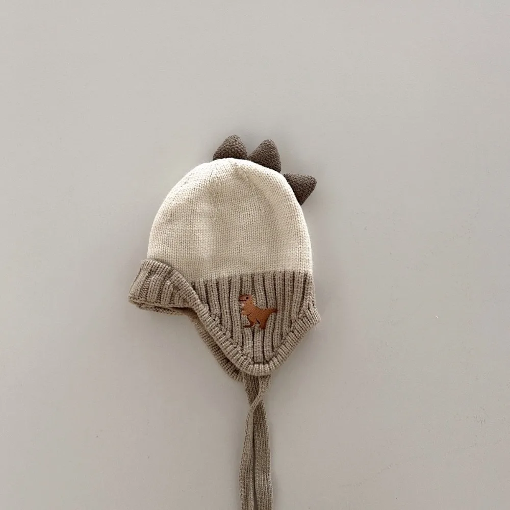 

Warm Cute Dinosaur Ear Protection Hat Liner Velvet 2-6Year Children's Hats Thicken Pullover Hats Boy Girl